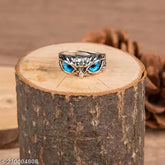 Oxidised Blue Owl Ring